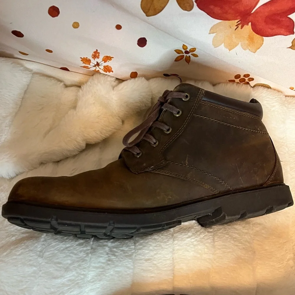 Rockport Mens 10.5M Dark Brown Leather Storm Surge Plain Toe Work A13715 Boots